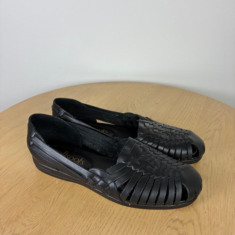 Softspots Leather Woven Huarache Wedge Loafers Women's 7.5W Fisherman Comfort